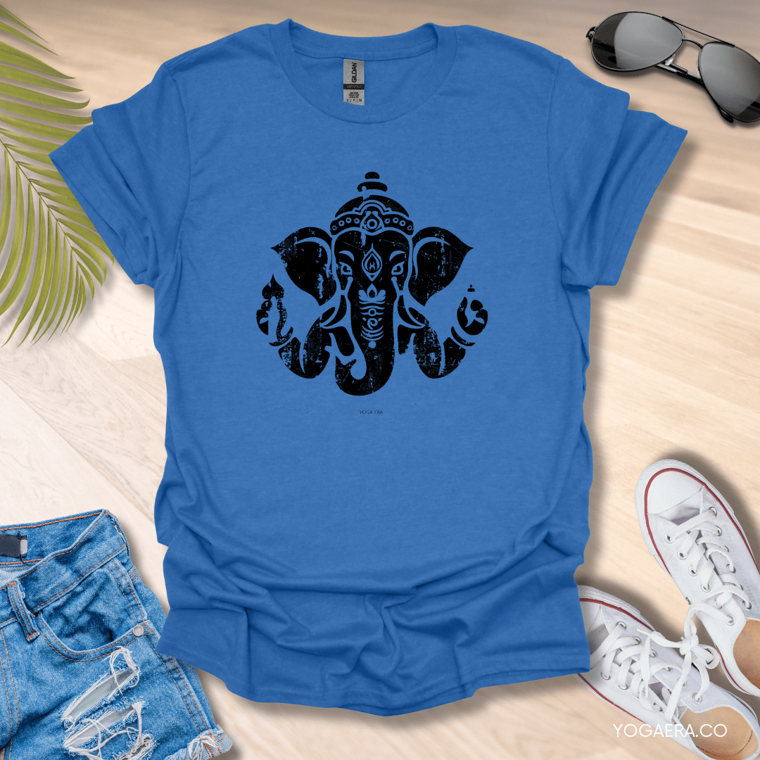 Distressed Ganesha Tee Heather Royal / S T-Shirt Yoga Era