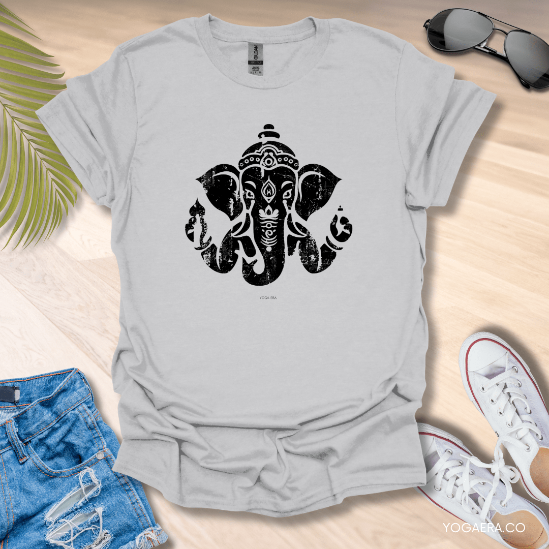 Distressed Ganesha Tee Ice Grey / S T-Shirt Yoga Era