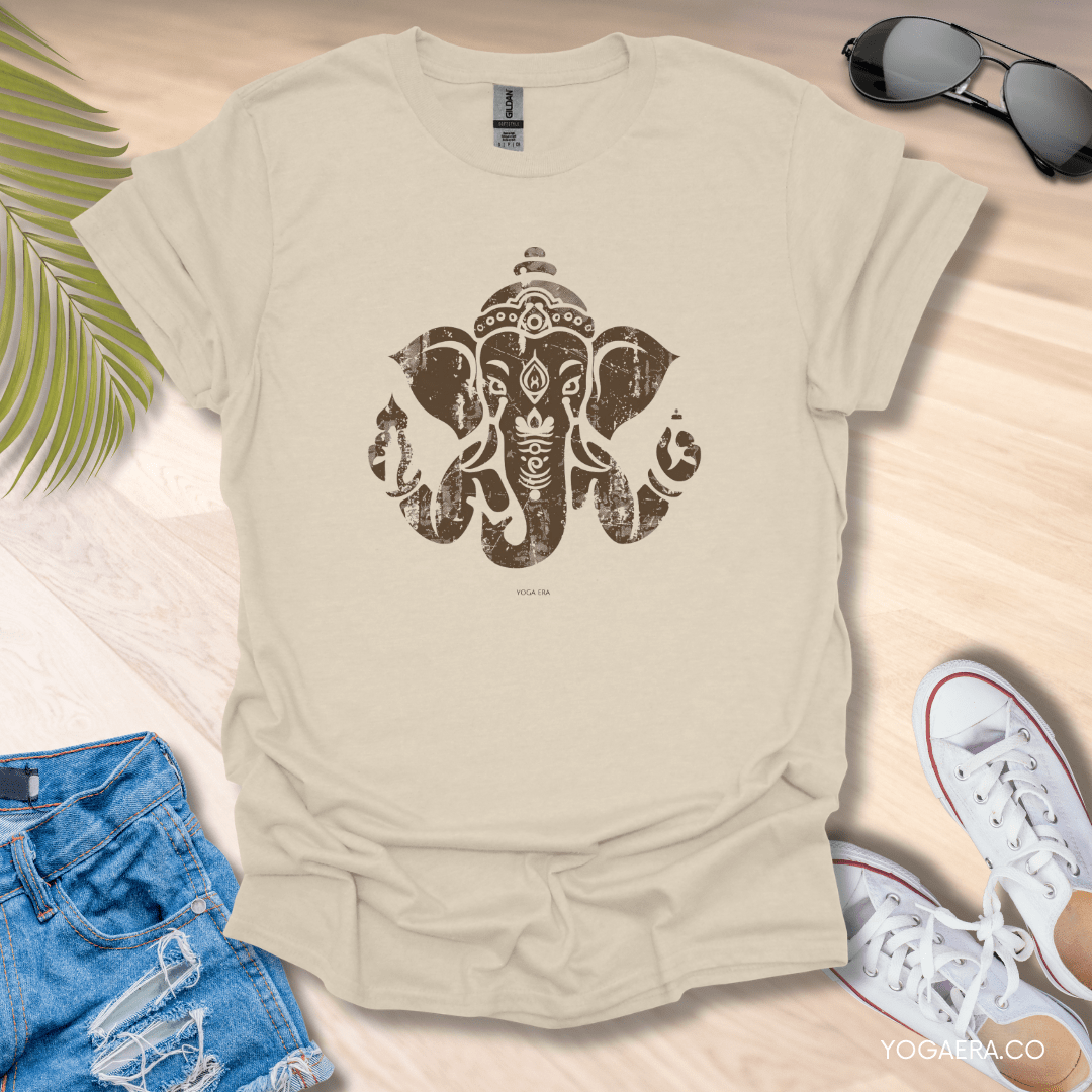 Distressed Ganesha Tee Natural / S T-Shirt Yoga Era
