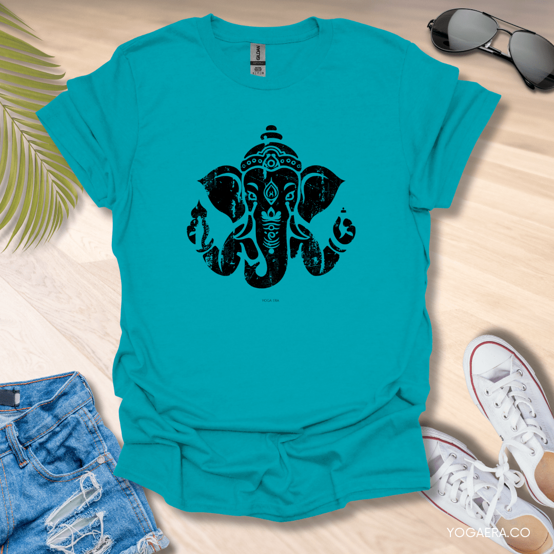 Distressed Ganesha Tee Tropical Blue / S T-Shirt Yoga Era