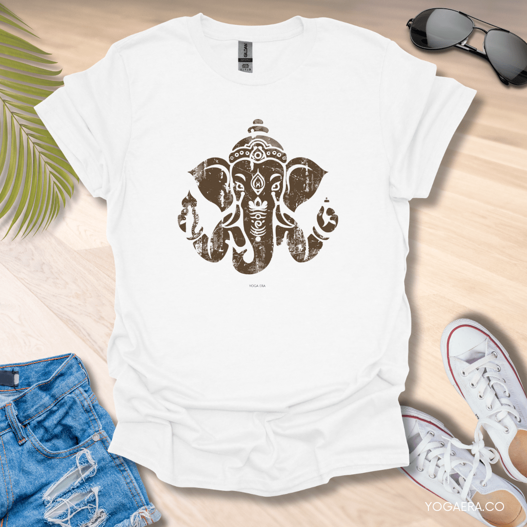 Distressed Ganesha Tee White / S T-Shirt Yoga Era