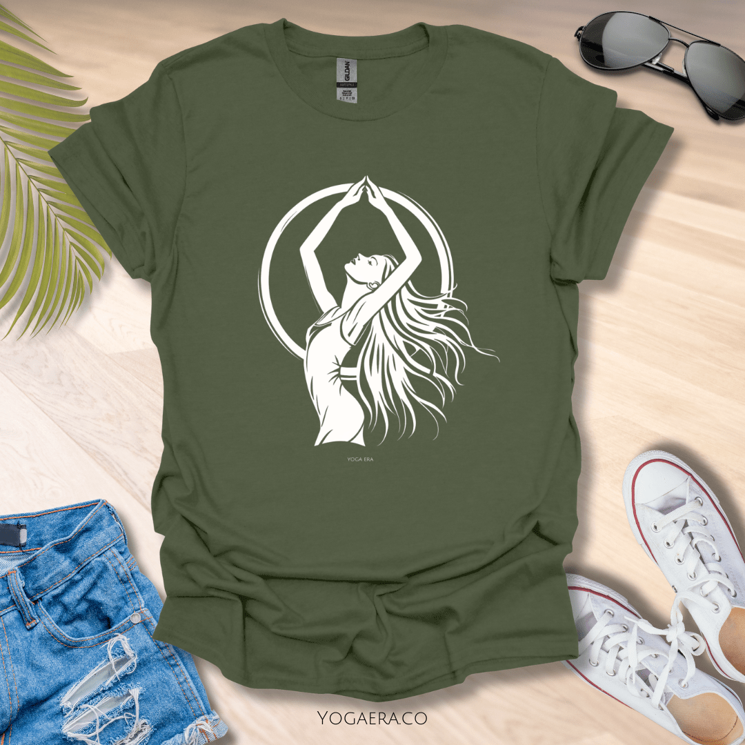 Divine Feminine Yogi Silhouette Tee Military Green / S T-Shirt Yoga Era