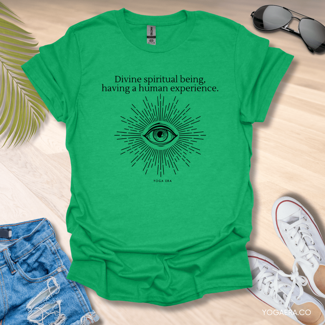 Divine Spiritual Being Tee Heather Irish Green / S T-Shirt Yoga Era