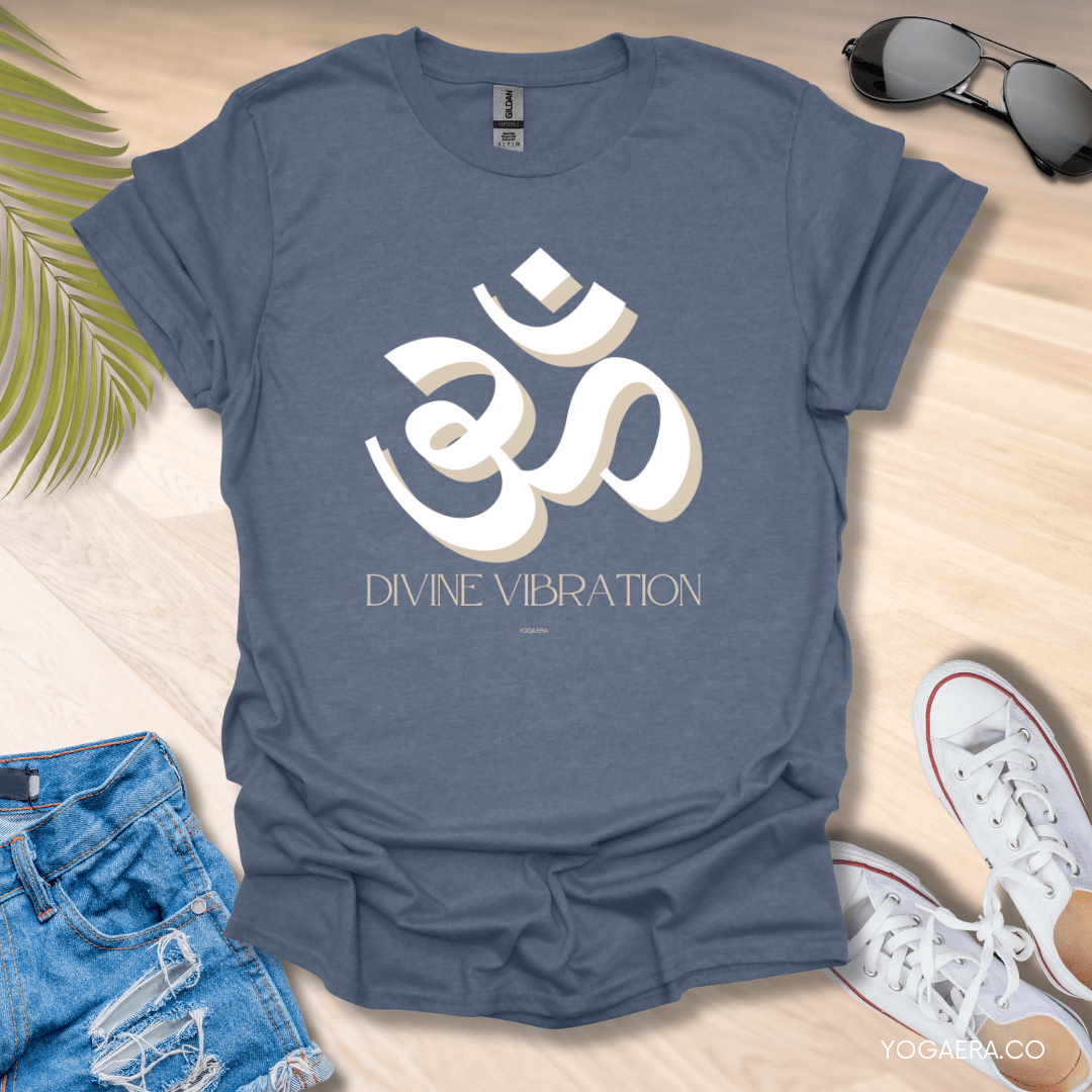Divine Vibration Om Symbol Tee Heather Indigo / S T-Shirt Yoga Era