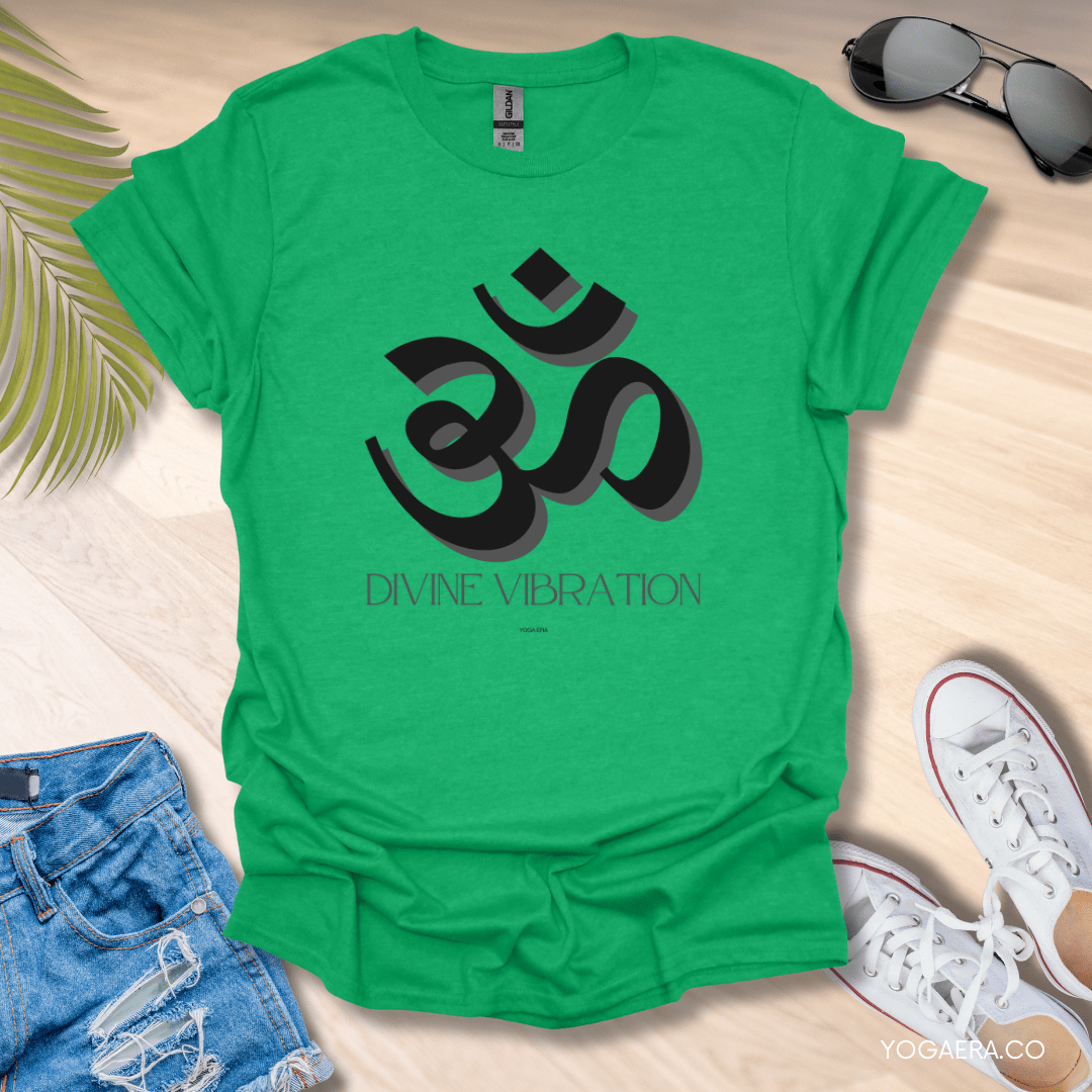 Divine Vibration Om Symbol Tee Heather Irish Green / S T-Shirt Yoga Era
