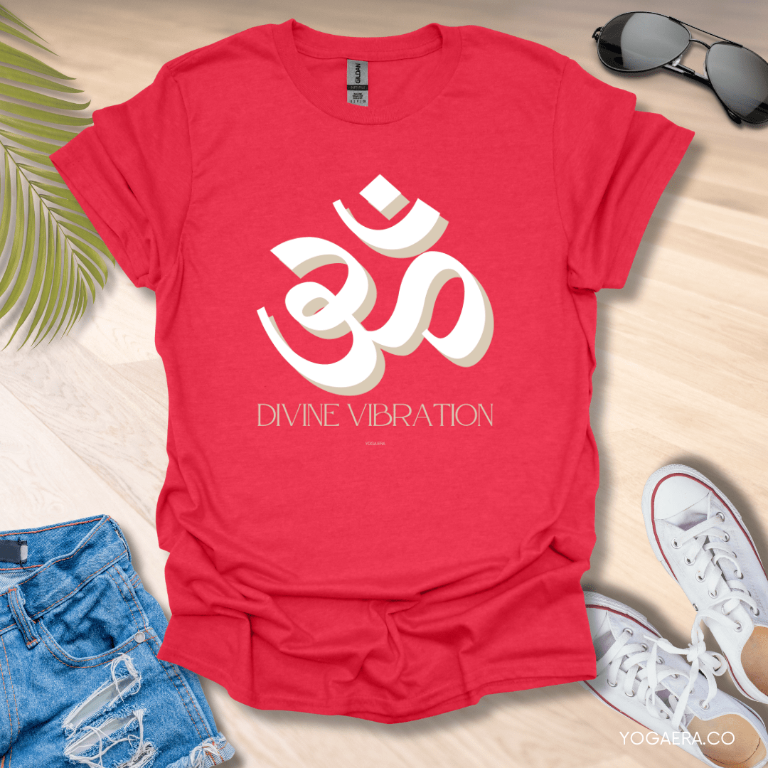 Divine Vibration Om Symbol Tee Heather Red / S T-Shirt Yoga Era