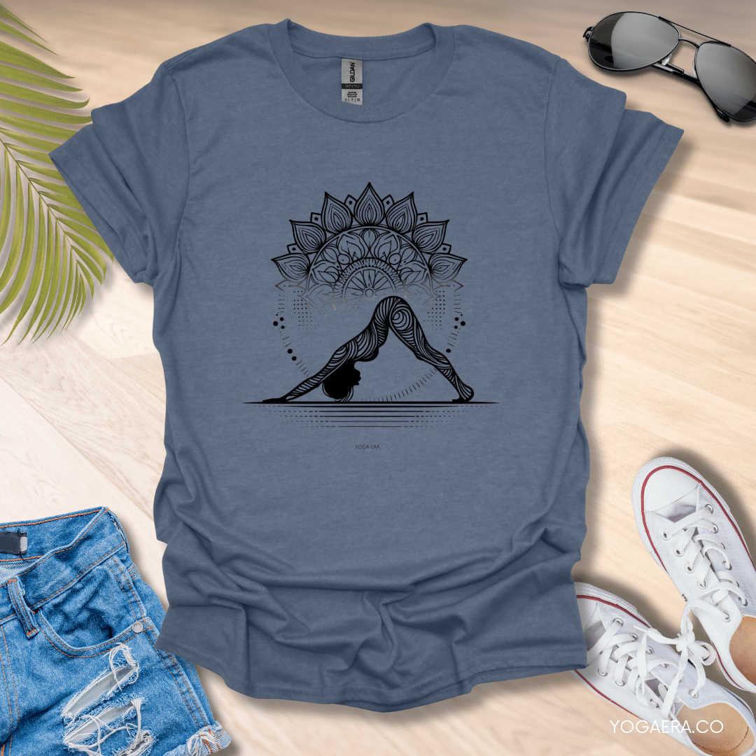 Downward Dog Yogi Mandala Tee Heather Indigo / S T-Shirt Yoga Era