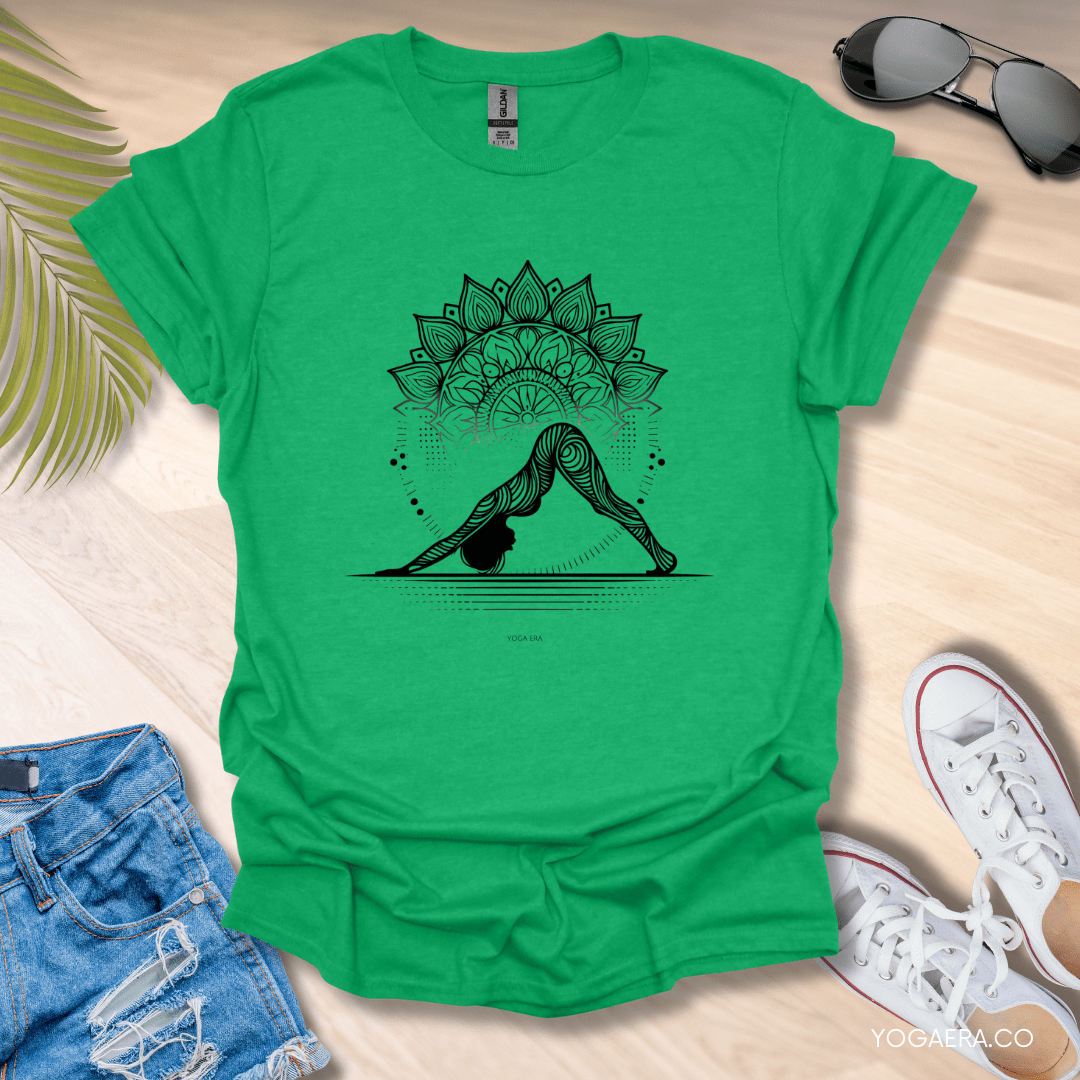 Downward Dog Yogi Mandala Tee Heather Irish Green / S T-Shirt Yoga Era