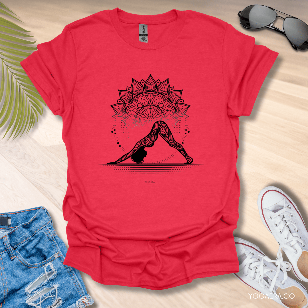 Downward Dog Yogi Mandala Tee Heather Red / S T-Shirt Yoga Era