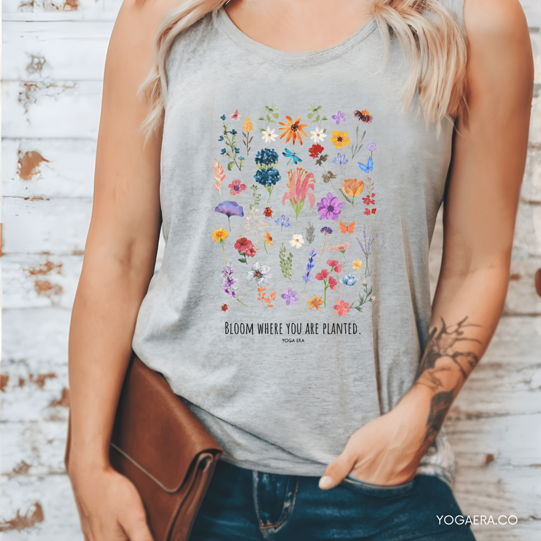Floral Bloom Where You Are Planted Tank Tank Top Yoga Era