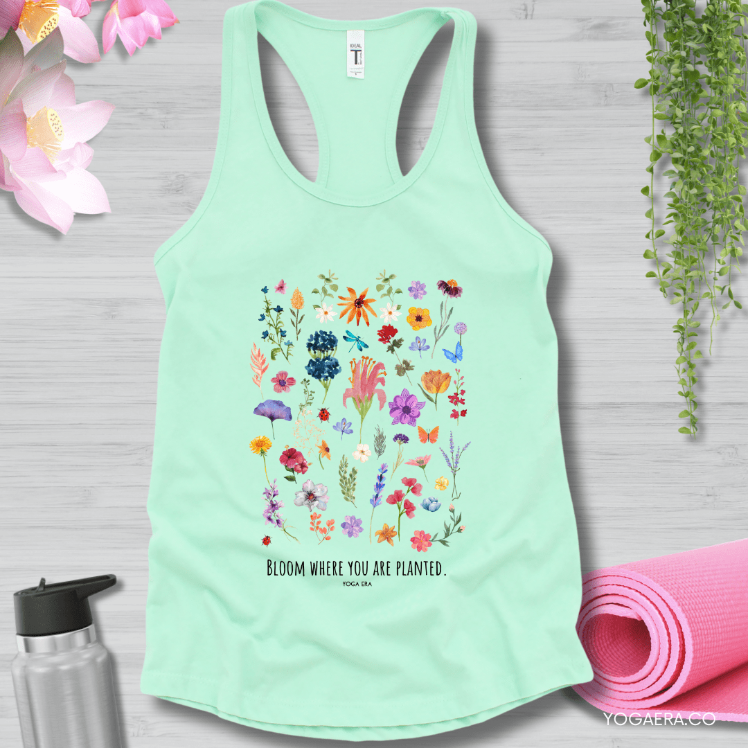 Floral Bloom Where You Are Planted Tank XS / Mint Tank Top Yoga Era