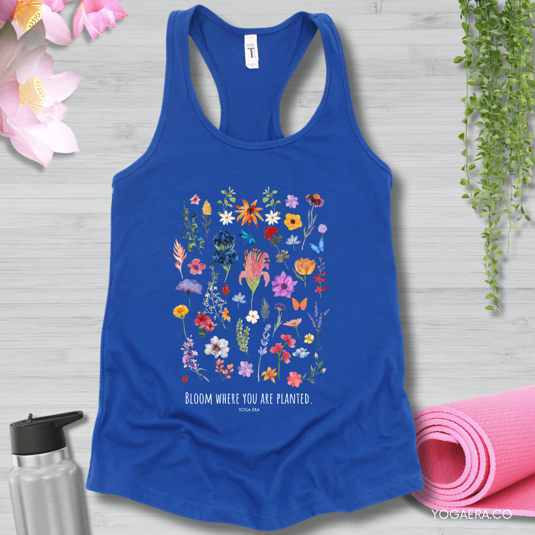 Floral Bloom Where You Are Planted Tank XS / Royal Tank Top Yoga Era