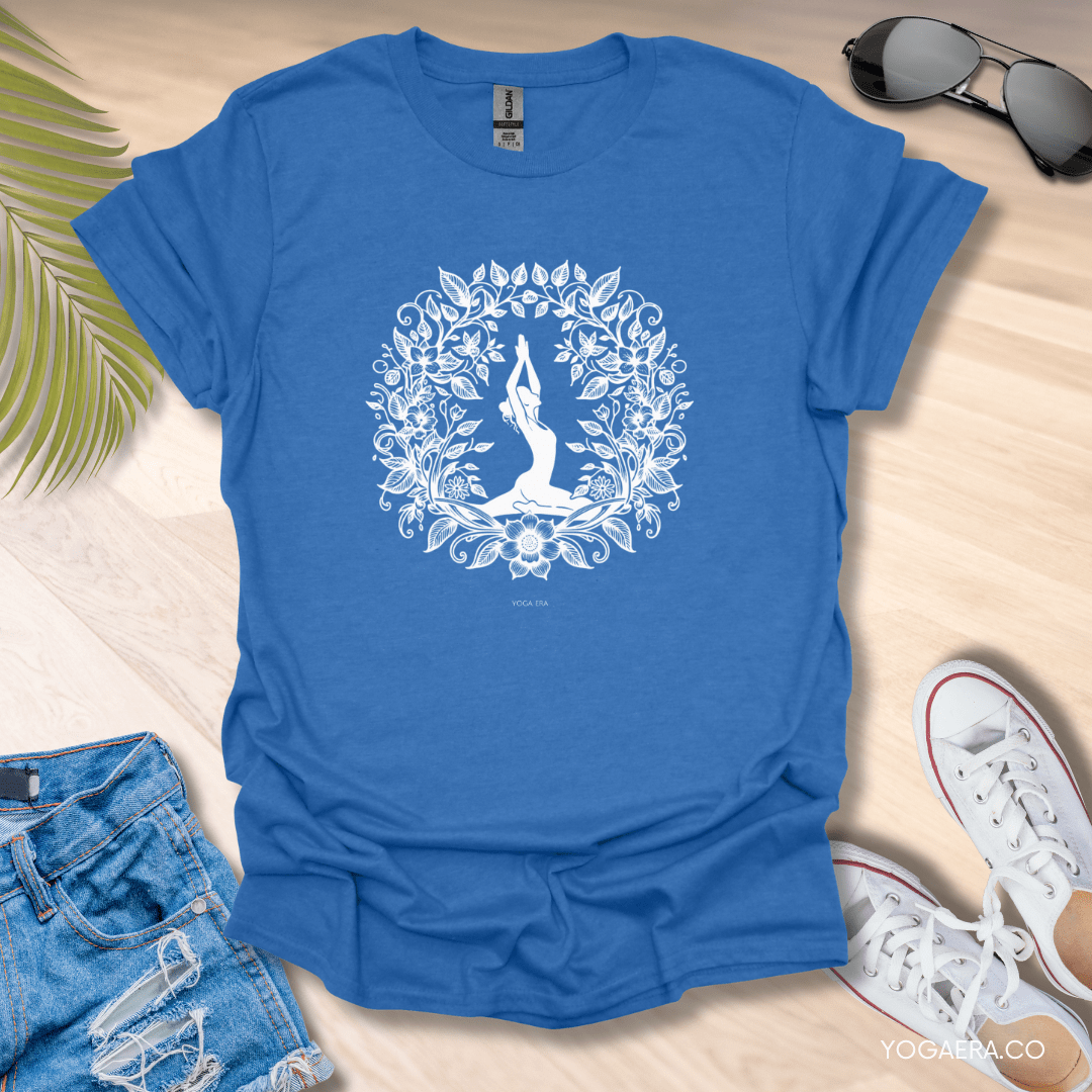 Floral Botanical Ink Art Tee Heather Royal / S T-Shirt Yoga Era