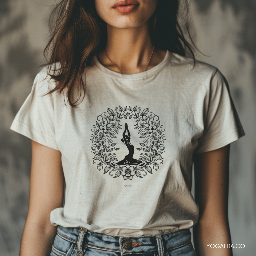 Floral Botanical Ink Art Tee T-Shirt Yoga Era