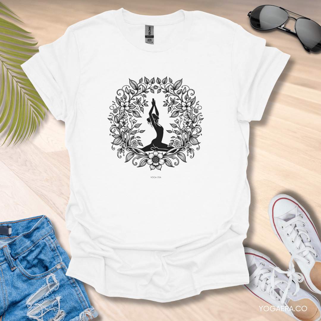Floral Botanical Ink Art Tee White / S T-Shirt Yoga Era