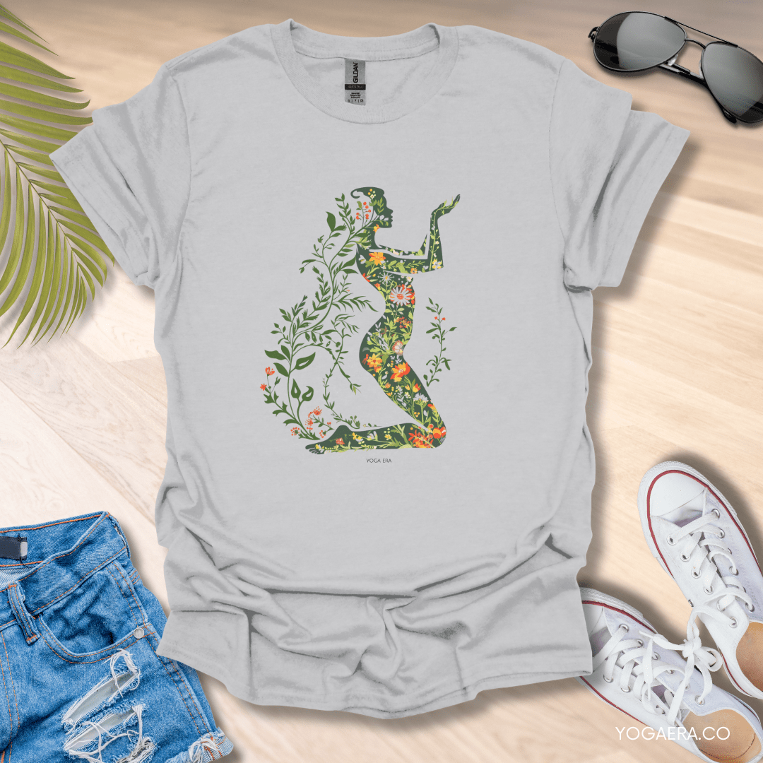 Floral Botanical Silhouette Tee Ice Grey / S T-Shirt Yoga Era