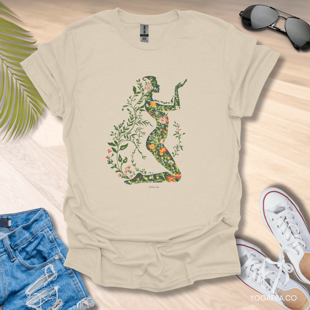 Floral Botanical Silhouette Tee Natural / S T-Shirt Yoga Era