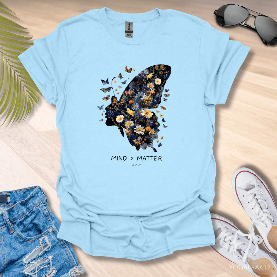 Floral Butterfly Mind Over Matter Tee 🦋 Light Blue / S T-Shirt Yoga Era