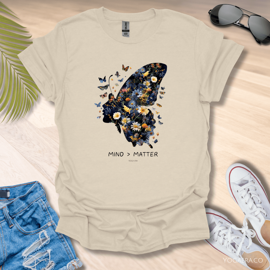 Floral Butterfly Mind Over Matter Tee 🦋 Natural / S T-Shirt Yoga Era