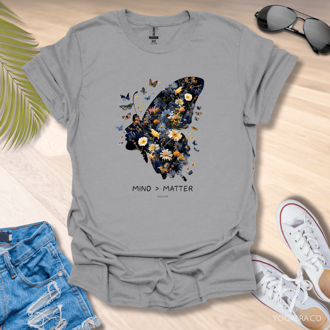 Floral Butterfly Mind Over Matter Tee 🦋 Sport Grey / S T-Shirt Yoga Era