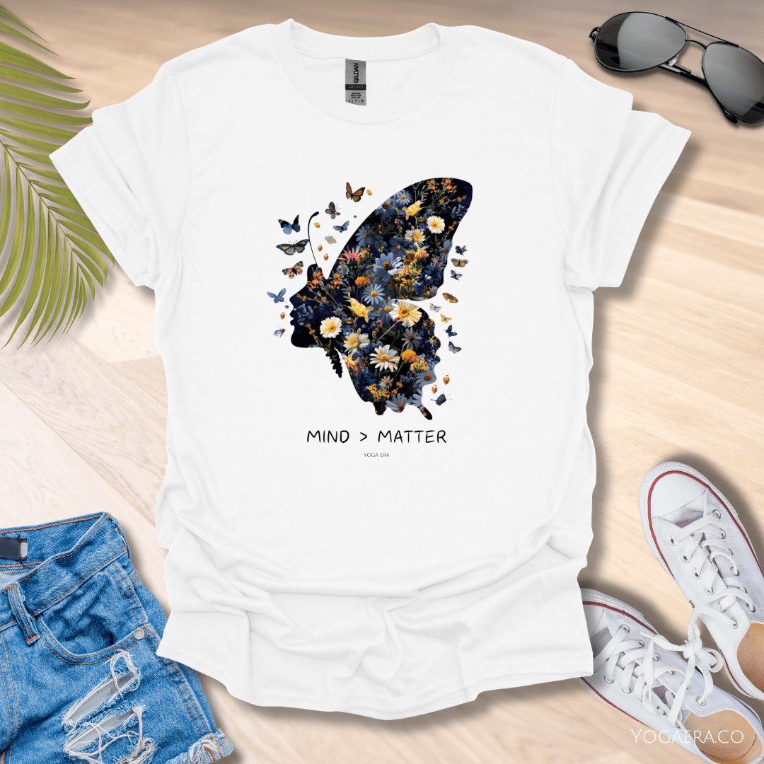 Floral Butterfly Mind Over Matter Tee 🦋 White / S T-Shirt Yoga Era
