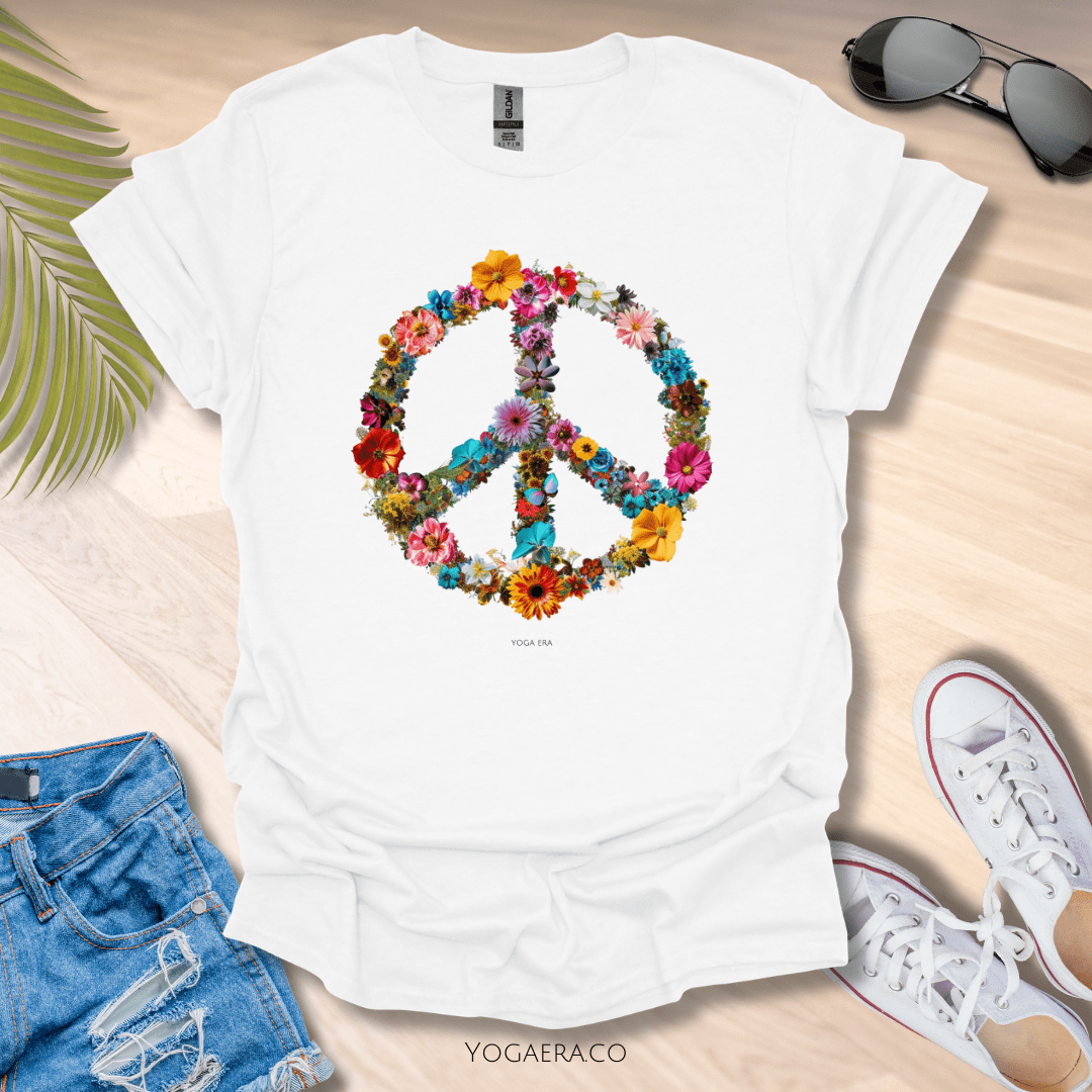 Floral Peace Sign Tee ✌🏻 White / S T-Shirt Yoga Era