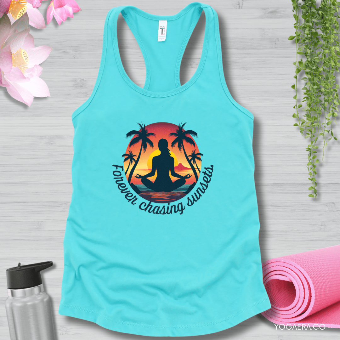Forever Chasing Sunsets Tank XS / Tahiti Blue Tank Top Yoga Era
