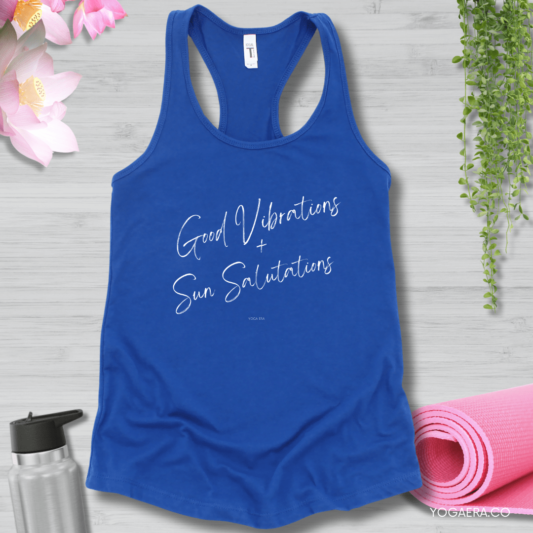 Good Vibrations & Sun Salutations Tank XS / Royal Tank Top Yoga Era