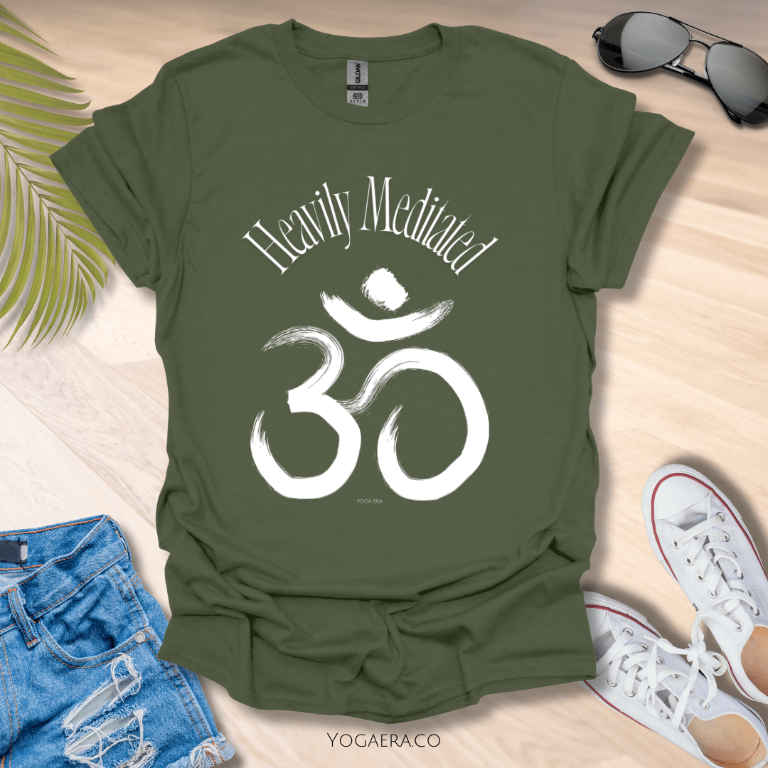 Heavily Meditated Om Symbol Tee Military Green / S T-Shirt Yoga Era