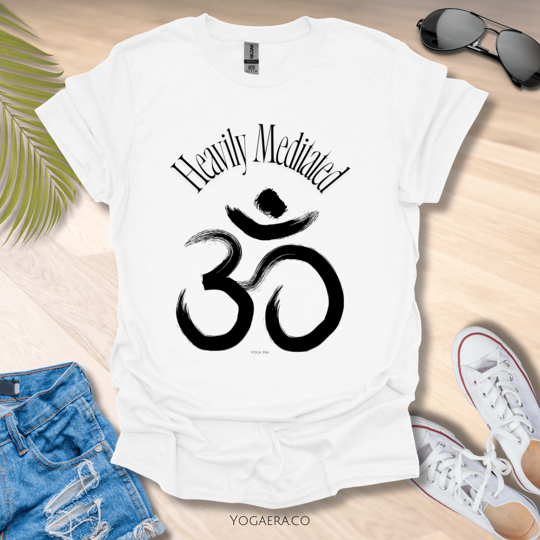 Heavily Meditated Om Symbol Tee White / S T-Shirt Yoga Era