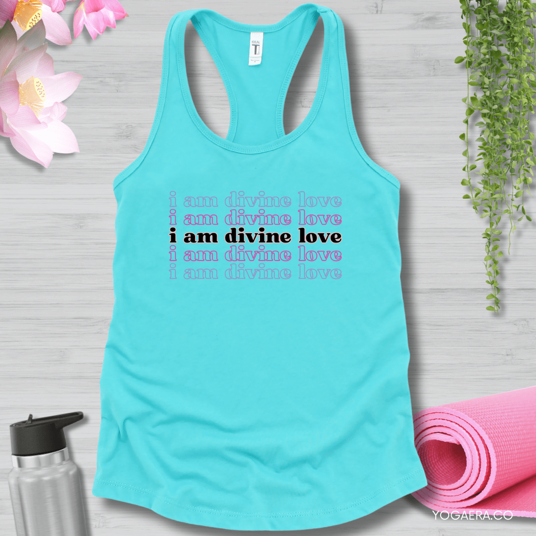 I Am Divine Love Tank XS / Solid Tahiti Blue Tank Top Yoga Era