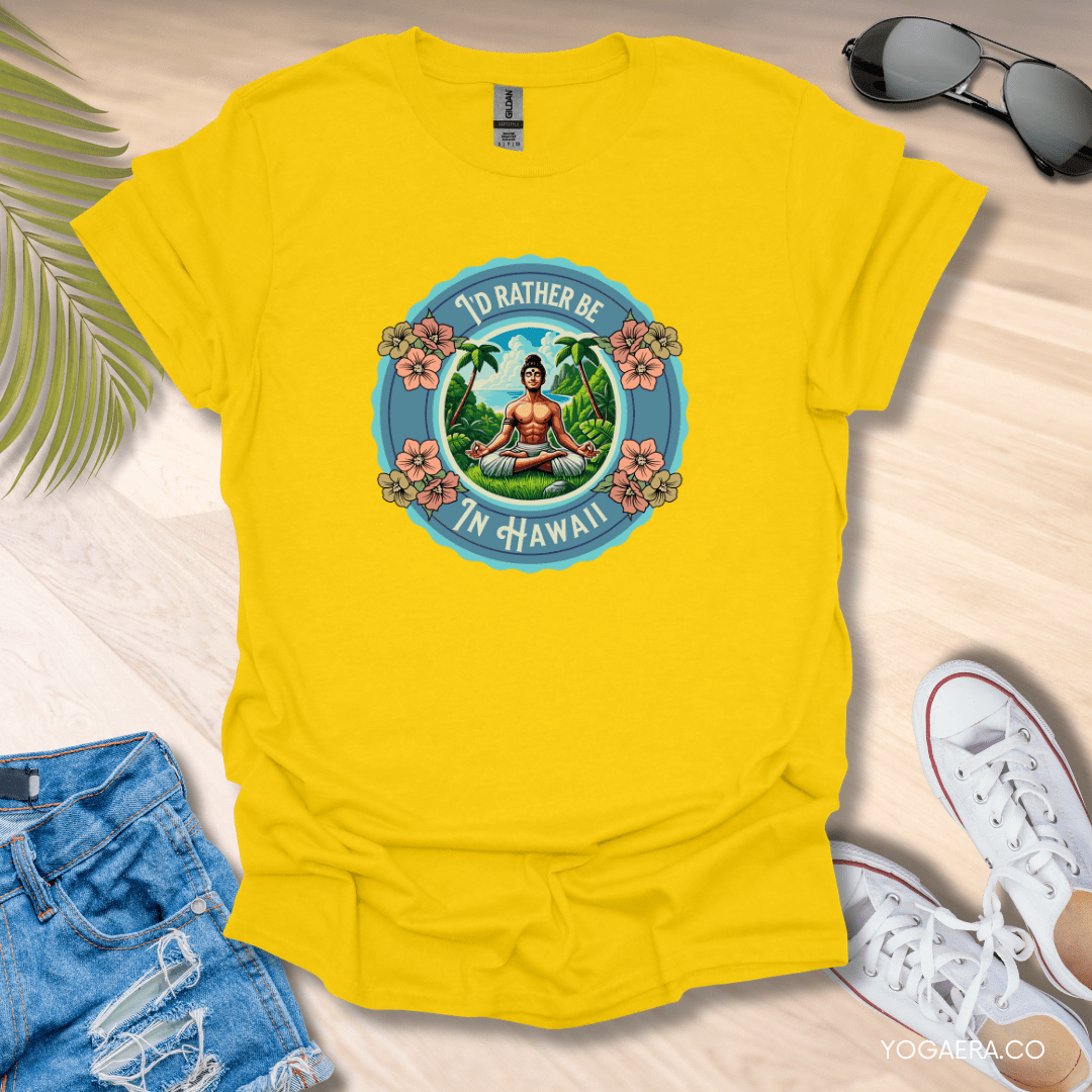 I'd Rather be in Hawaii Tropical Island Yogi Tee Daisy / S T-Shirt Yoga Era