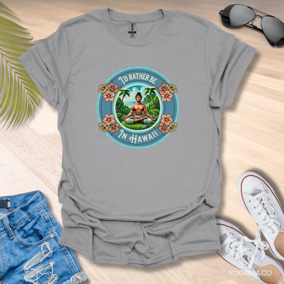 I'd Rather be in Hawaii Tropical Island Yogi Tee Sport Grey / S T-Shirt Yoga Era