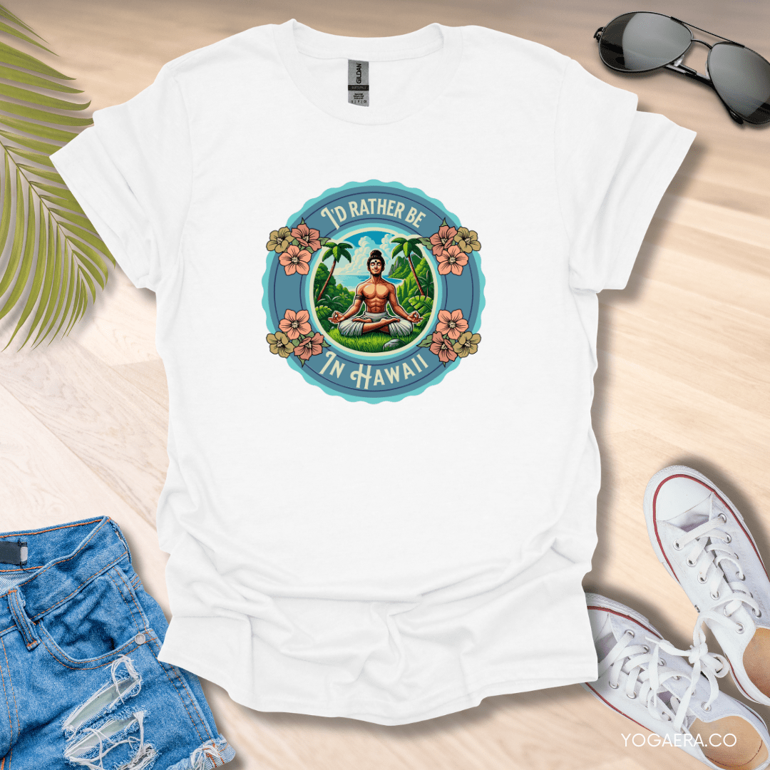 I'd Rather be in Hawaii Tropical Island Yogi Tee White / S T-Shirt Yoga Era