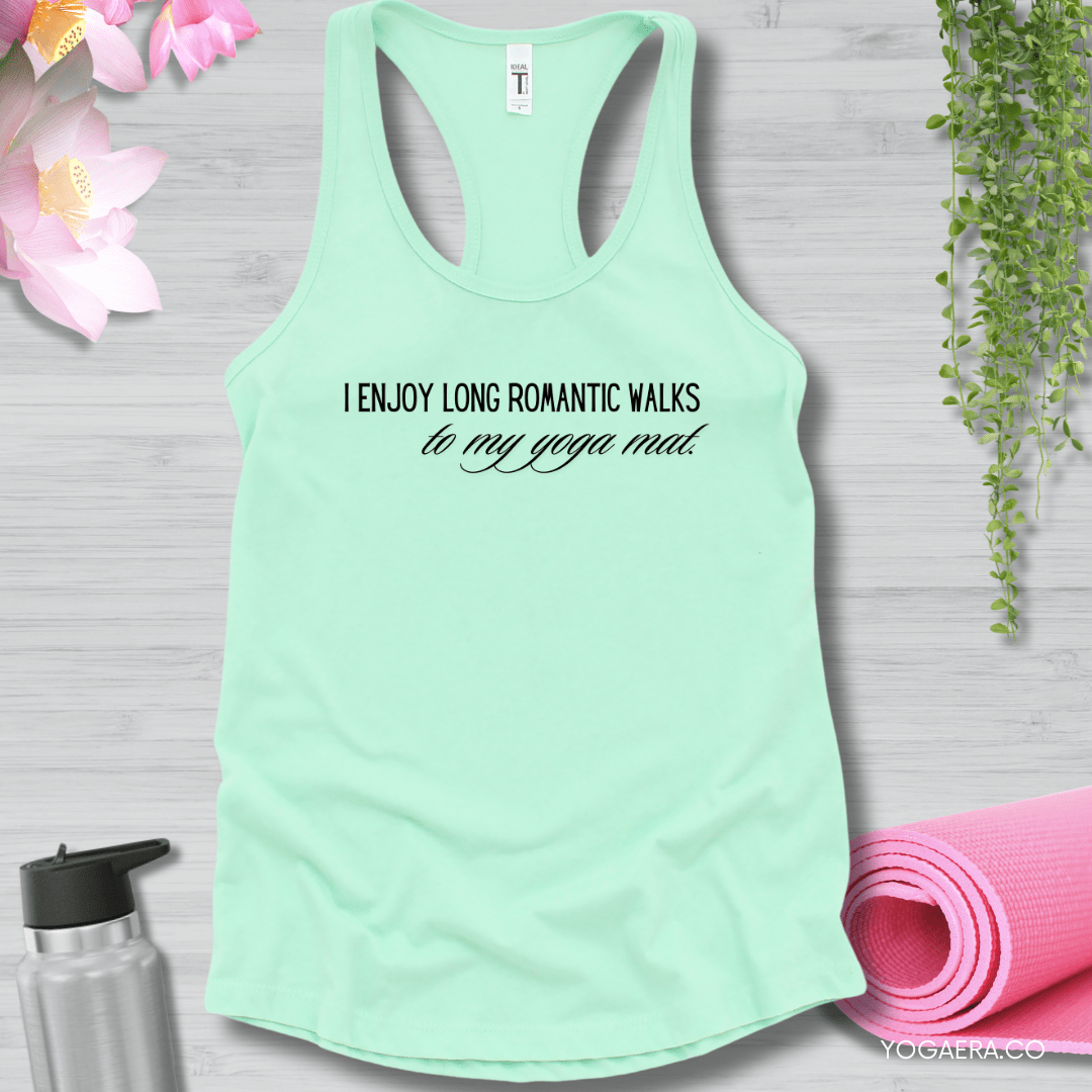 I Enjoy Long Romantic Walks to my Yoga Mat Tank XS / Mint Tank Top Yoga Era