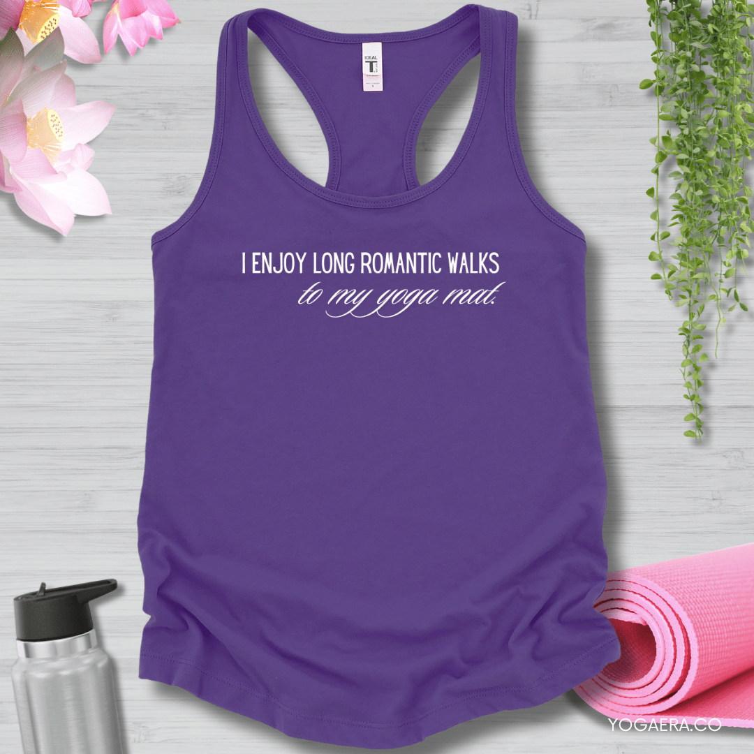 I Enjoy Long Romantic Walks to my Yoga Mat Tank XS / Purple Rush Tank Top Yoga Era