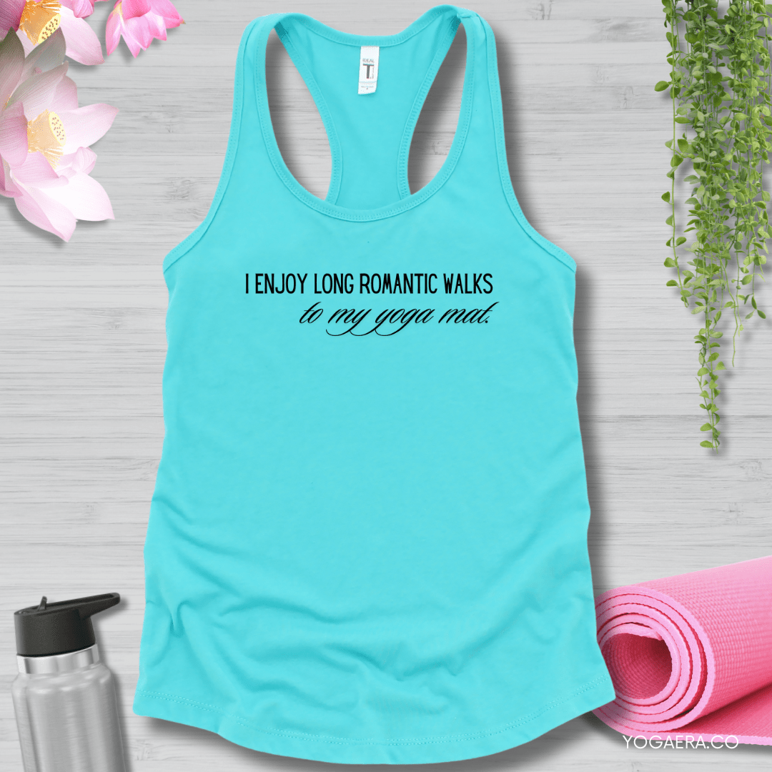 I Enjoy Long Romantic Walks to my Yoga Mat Tank XS / Tahiti Blue Tank Top Yoga Era
