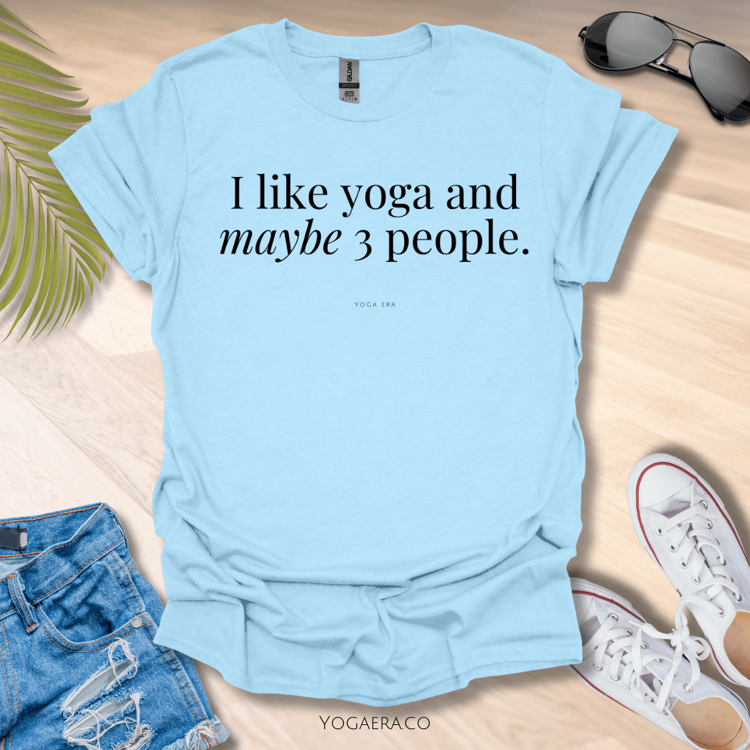 I Like Yoga and Maybe 3 People Tee Light Blue / S T-Shirt Yoga Era