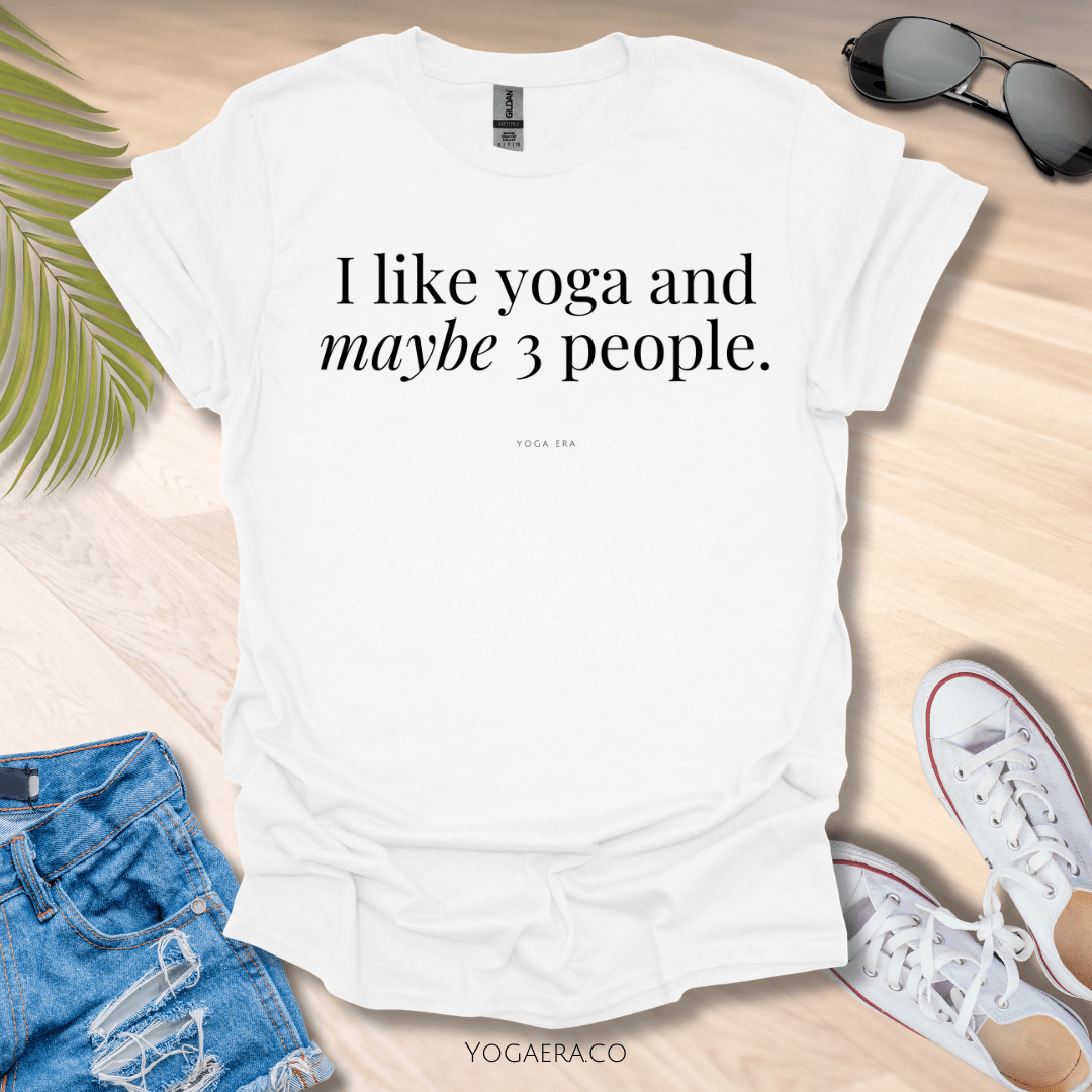 I Like Yoga and Maybe 3 People Tee White / L T-Shirt Yoga Era