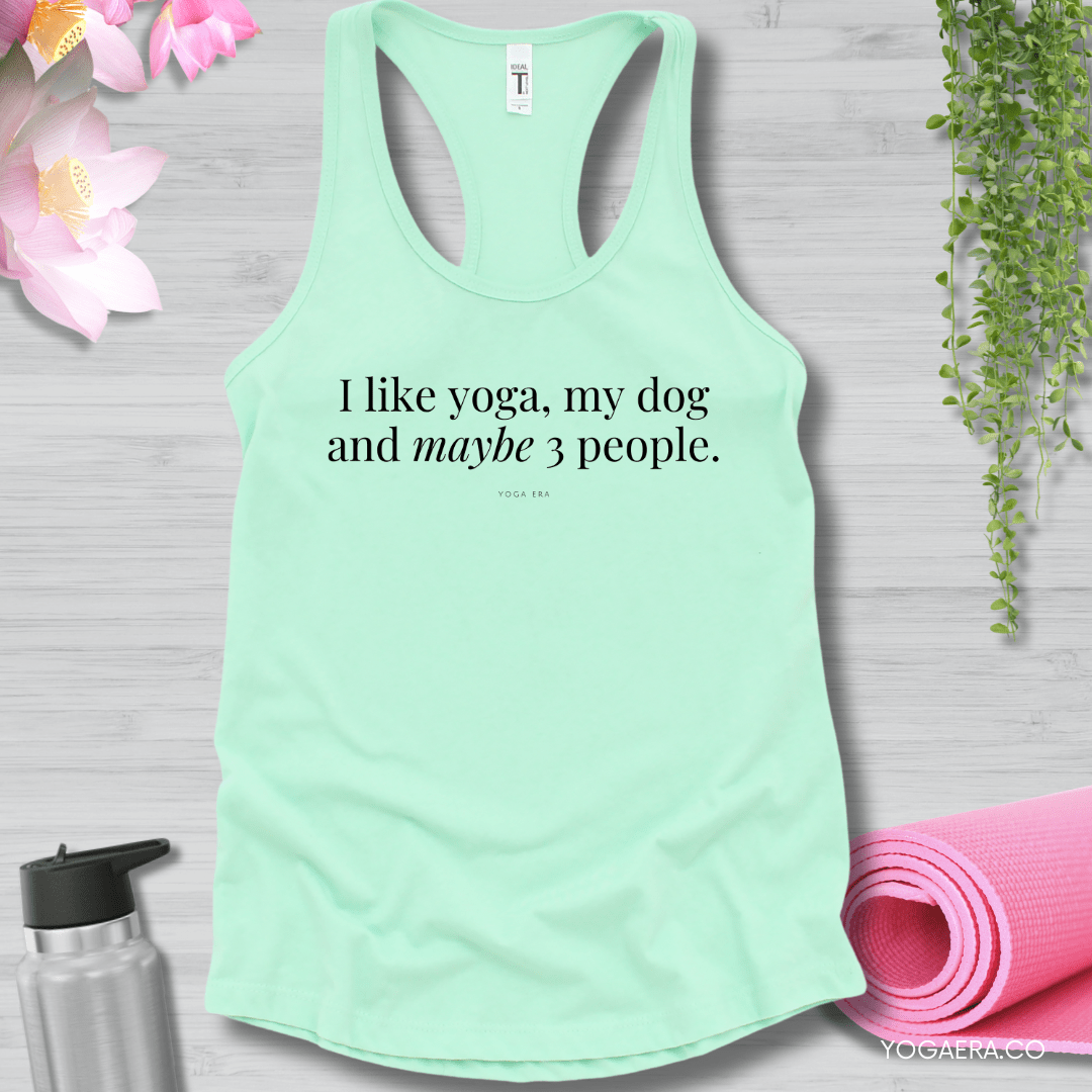 I Like Yoga, My Dog and Maybe 3 People Tank XS / Mint Tank Top Yoga Era