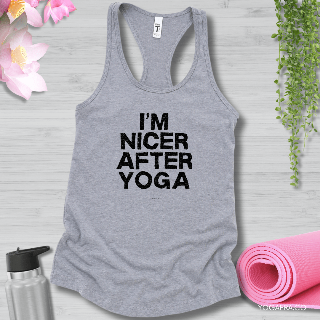 I'm Nicer After Yoga Tank XS / Heather Grey Tank Top Yoga Era