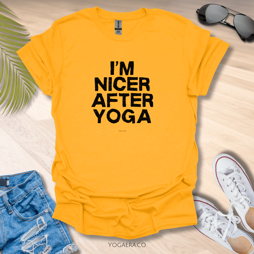 I'm Nicer After Yoga Tee Gold / L T-Shirt Yoga Era