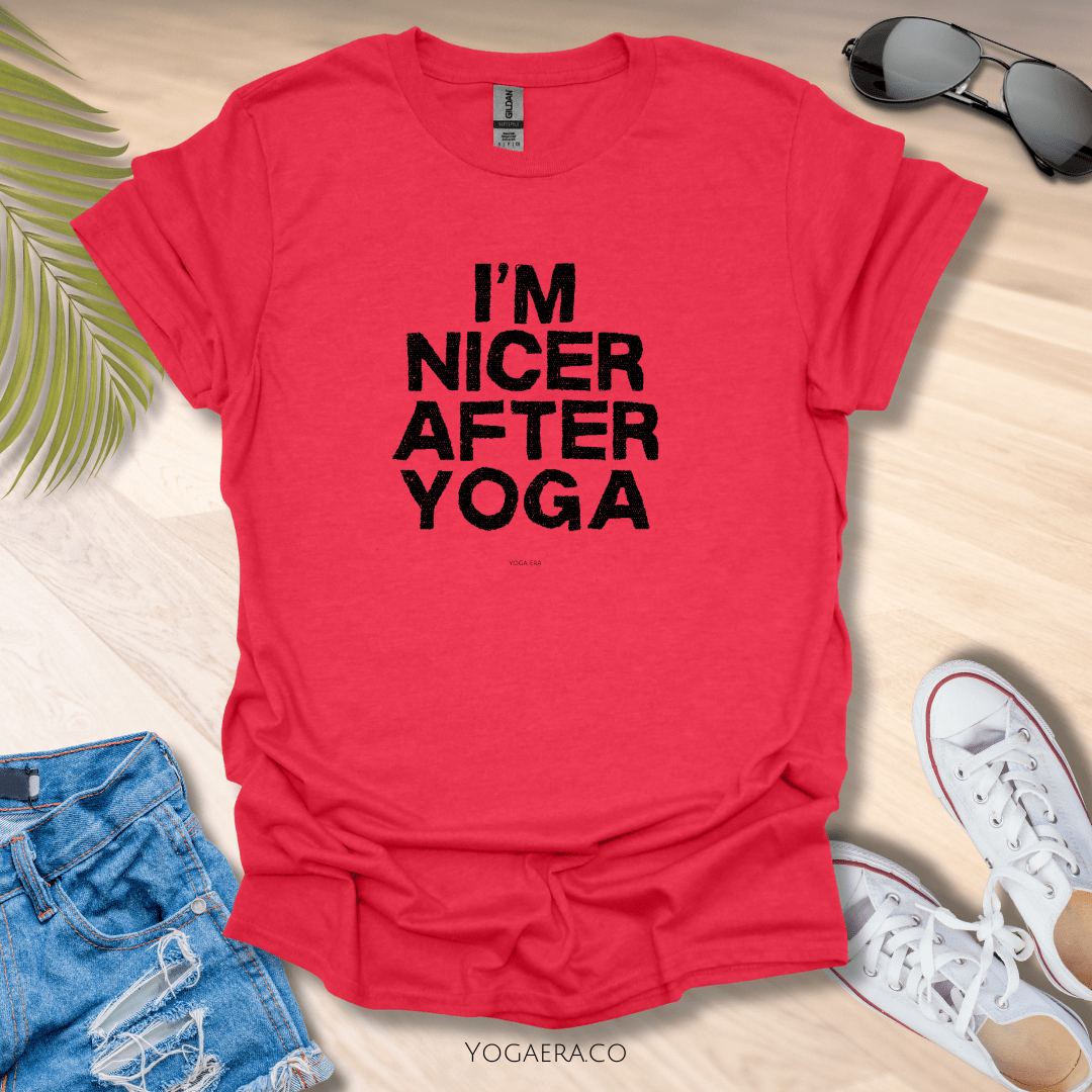 I'm Nicer After Yoga Tee Heather Red / L T-Shirt Yoga Era