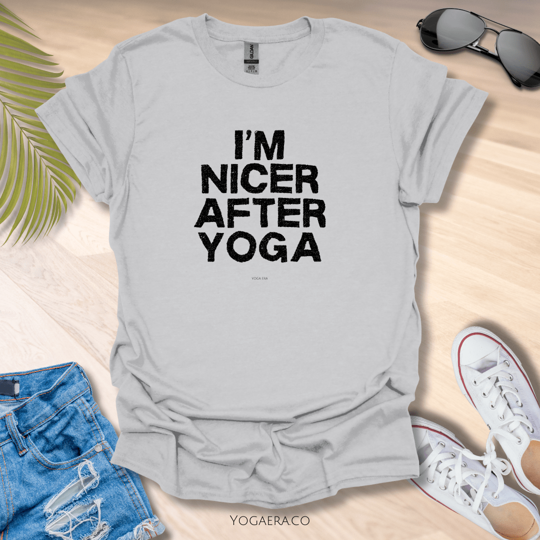 I'm Nicer After Yoga Tee Ice Grey / L T-Shirt Yoga Era