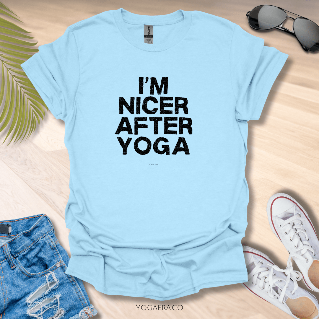 I'm Nicer After Yoga Tee Light Blue / L T-Shirt Yoga Era