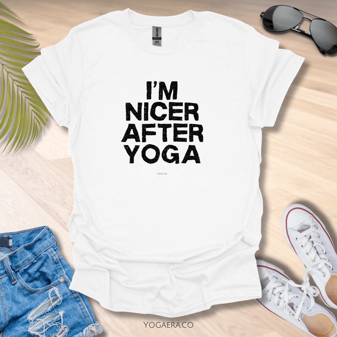 I'm Nicer After Yoga Tee White / L T-Shirt Yoga Era