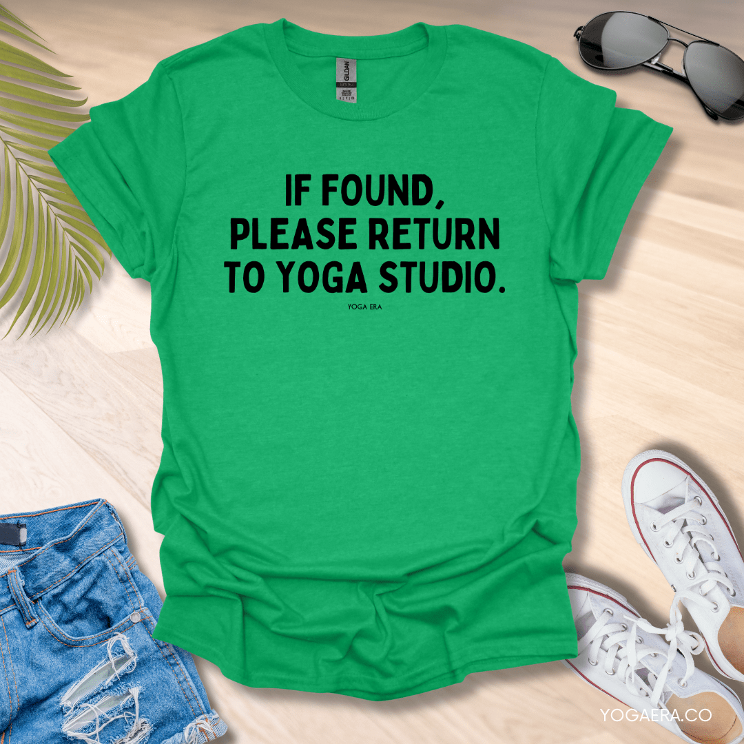 If Found, Please Return to Yoga Studio Tee Heather Irish Green / S T-Shirt Yoga Era