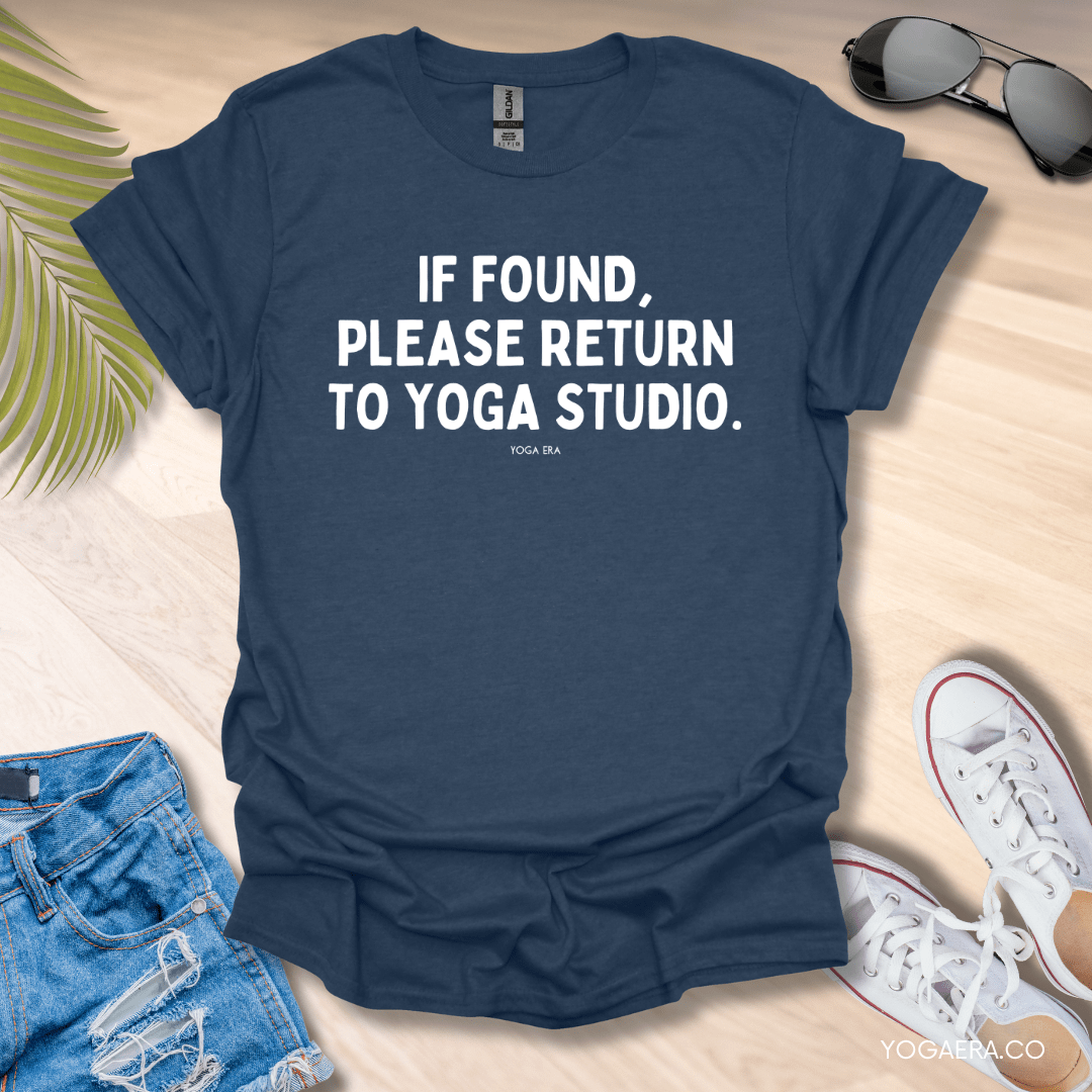 If Found, Please Return to Yoga Studio Tee Heather Navy / S T-Shirt Yoga Era