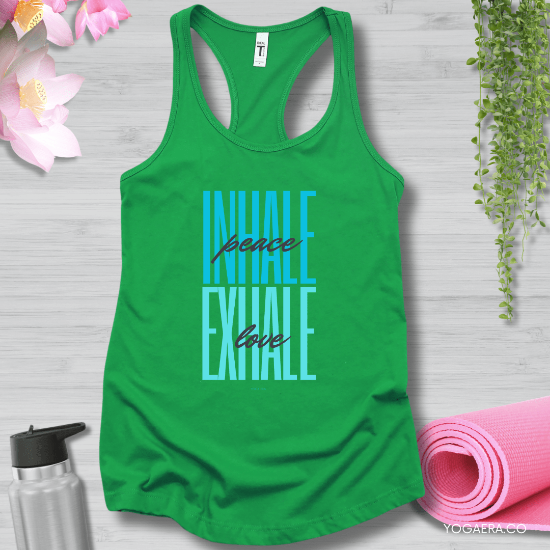 Inhale Peace, Exhale Love Tank XS / Solid Kelly Green Tank Top Yoga Era