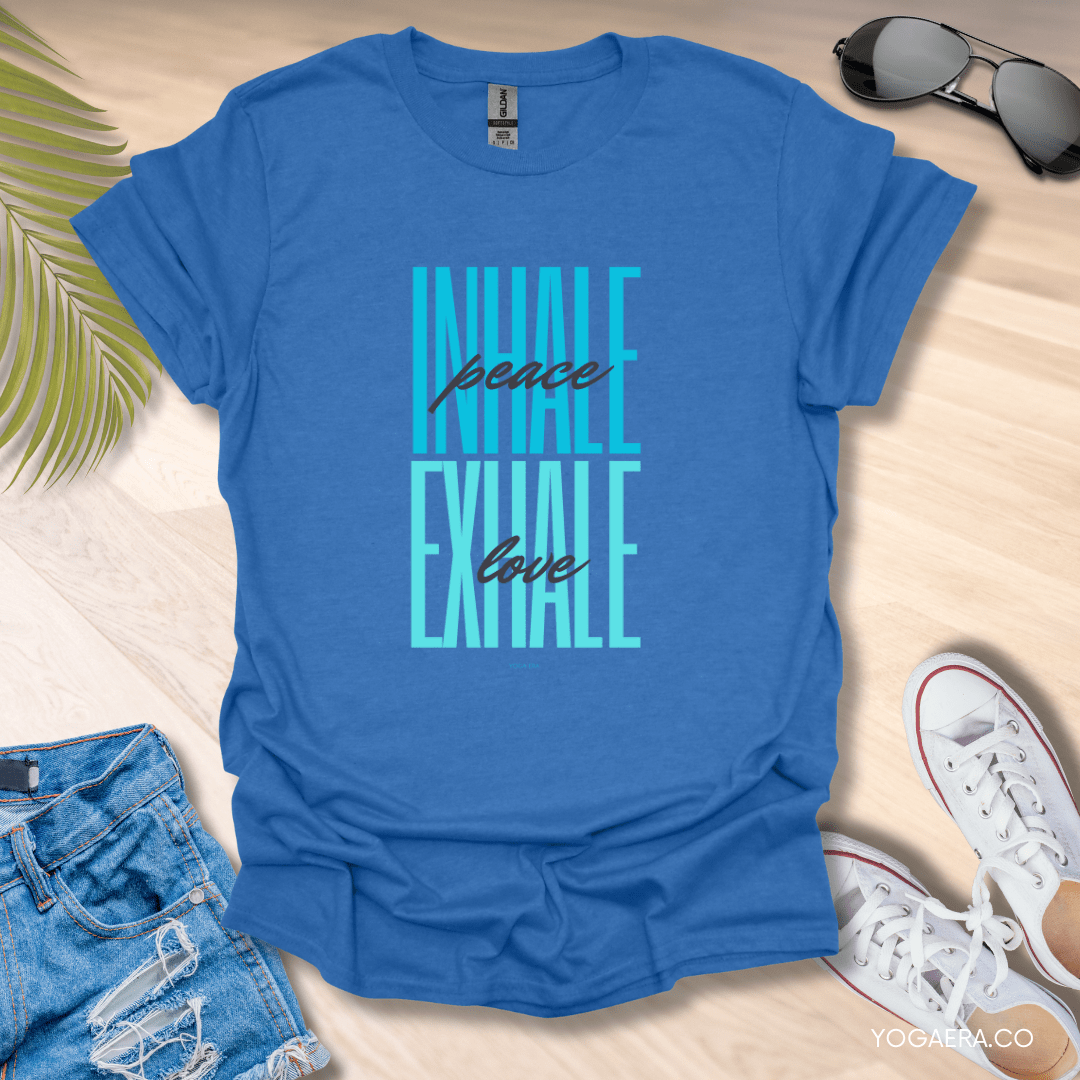 Inhale Peace, Exhale Love Tee Heather Royal / S T-Shirt Yoga Era